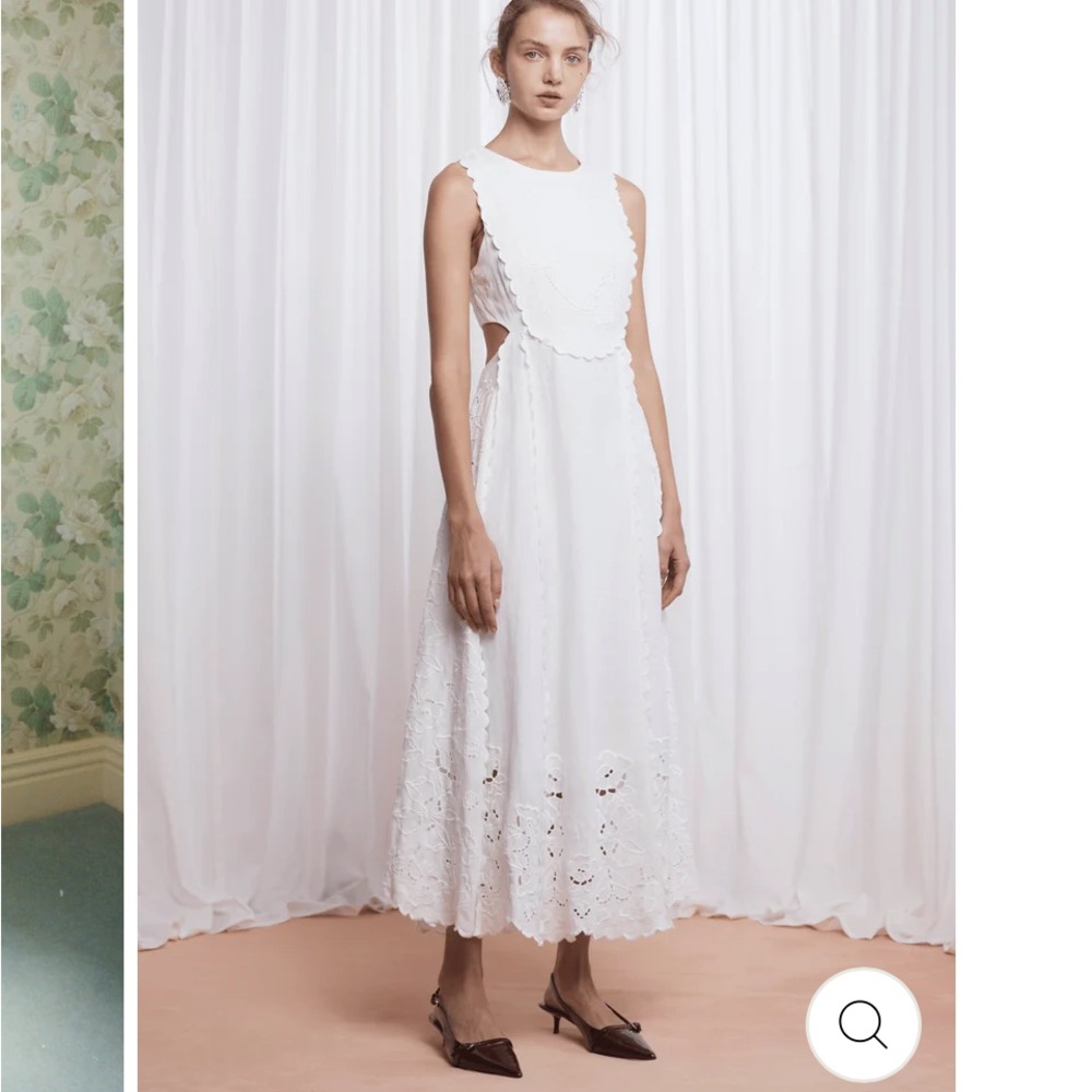 Anthropologie White Embroidered Midi Dress - Picture 8 of 8
